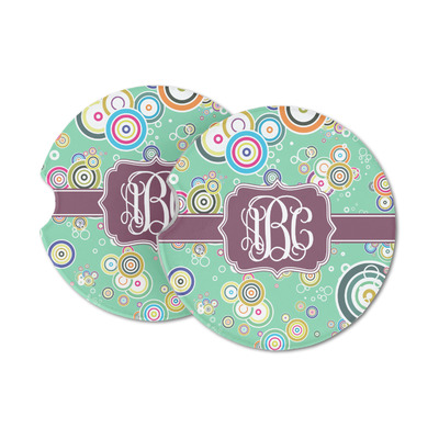 Colored Circles Sandstone Car Coasters (Personalized)