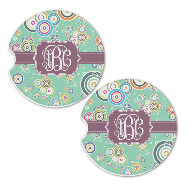 Colored Circles Sandstone Car Coasters - Set of 2