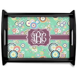 Colored Circles Black Wooden Tray - Large (Personalized)