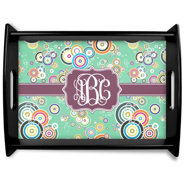 Custom Colored Circles Black Wooden Tray - Large (Personalized)