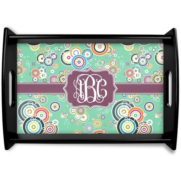 Custom Colored Circles Black Wooden Tray - Small (Personalized)