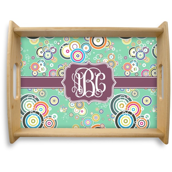 Custom Colored Circles Natural Wooden Tray - Large (Personalized)