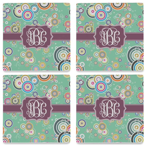 Colored Circles Set of 4 Sandstone Coasters - See All 4 View