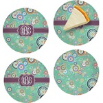 Colored Circles Set of 4 Glass Appetizer / Dessert Plate 8" (Personalized)