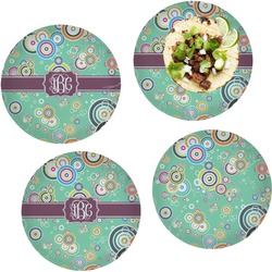 Colored Circles Set of 4 Glass Lunch / Dinner Plate 10" (Personalized)