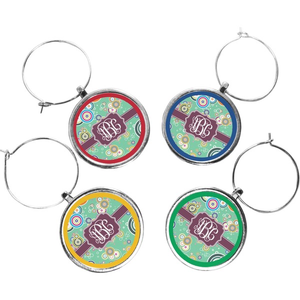 Custom Colored Circles Wine Charms (Set of 4) (Personalized)