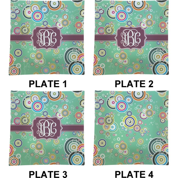 Colored Circles Set of Square Dinner Plates (Approval)