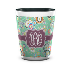 Colored Circles Ceramic Shot Glass - 1.5 oz - Two Tone - Set of 4 (Personalized)