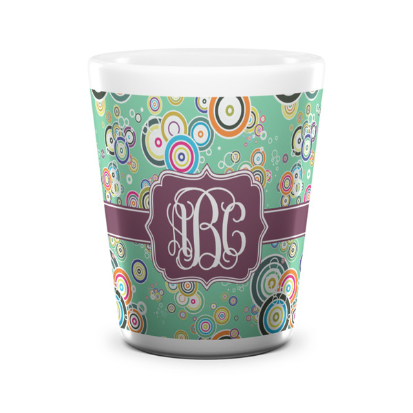 Custom Colored Circles Ceramic Shot Glass - 1.5 oz - White - Set of 4 (Personalized)