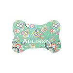 Colored Circles Bone Shaped Dog Food Mat (Small) (Personalized)