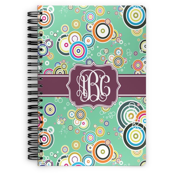 Custom Colored Circles Spiral Notebook - 7x10 w/ Monogram