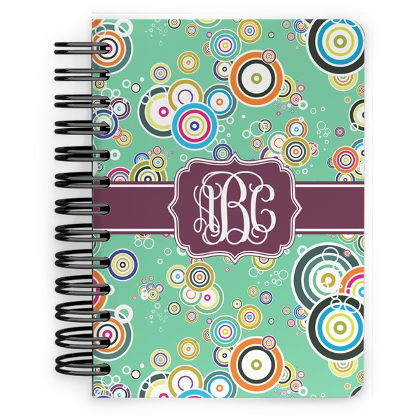 Custom Colored Circles Spiral Notebook - 5x7 w/ Monogram