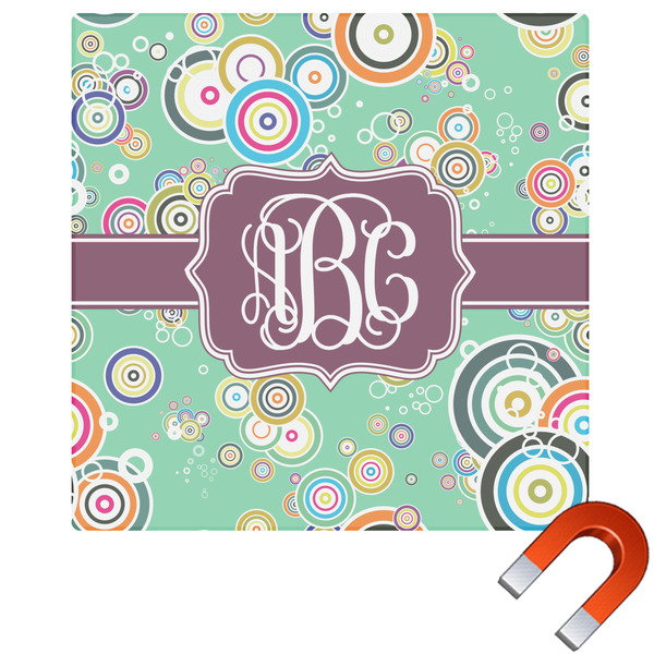 Custom Colored Circles Square Car Magnet - 6" (Personalized)
