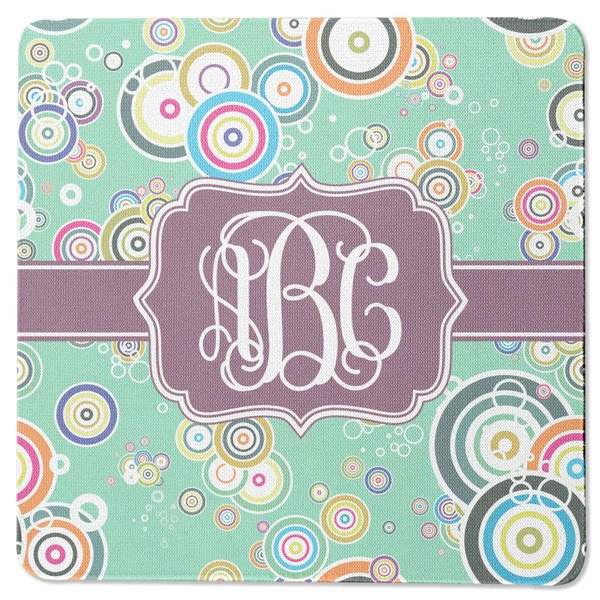 Colored Circles Square Coaster Rubber Back - Single