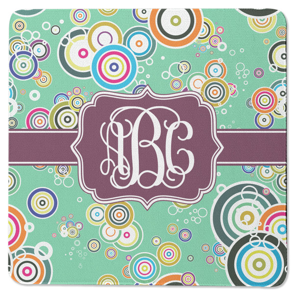 Custom Colored Circles Square Rubber Backed Coaster (Personalized)
