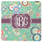 Colored Circles Square Rubber Backed Coaster (Personalized)