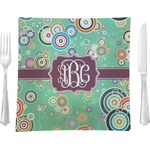 Colored Circles 9.5" Glass Square Lunch / Dinner Plate- Single or Set of 4 (Personalized)