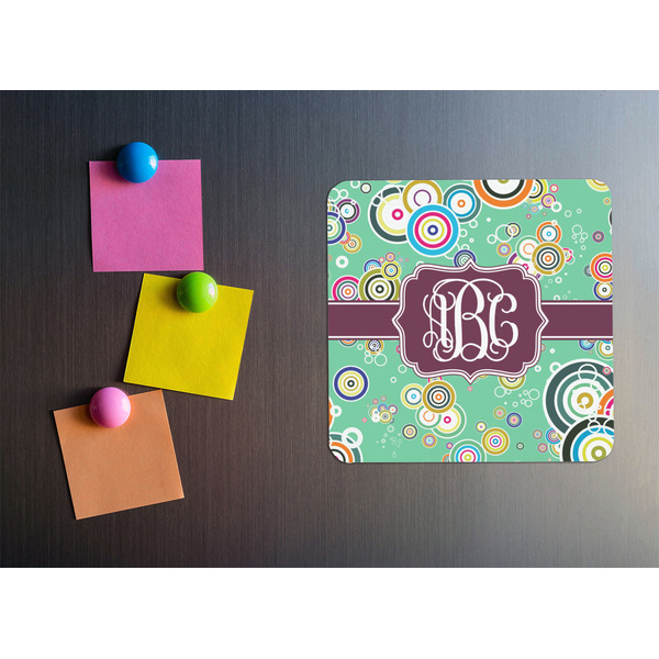 Colored Circles Square Fridge Magnet - LIFESTYLE