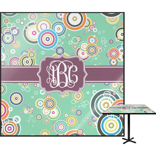 Custom Colored Circles Square Table Top - 30" (Personalized)