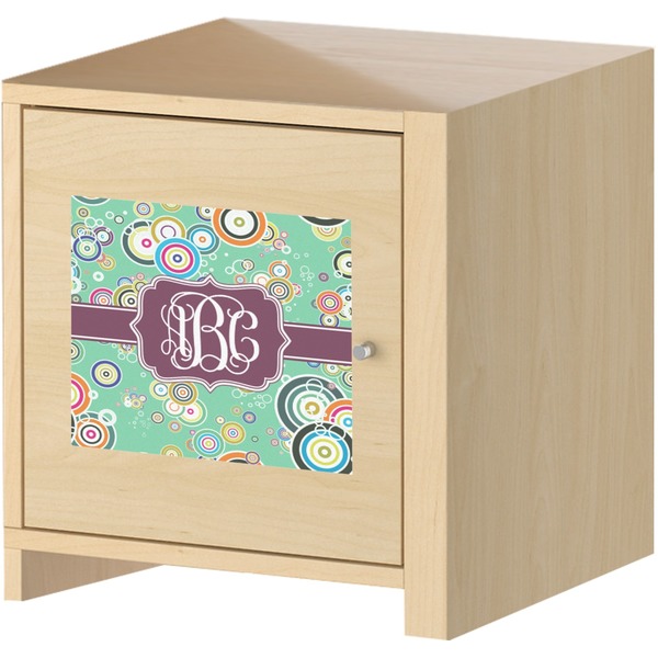 Colored Circles Square Wall Decal on Wooden Cabinet