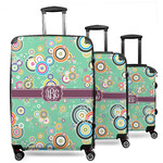 Colored Circles 3 Piece Luggage Set - 20" Carry On, 24" Medium Checked, 28" Large Checked (Personalized)