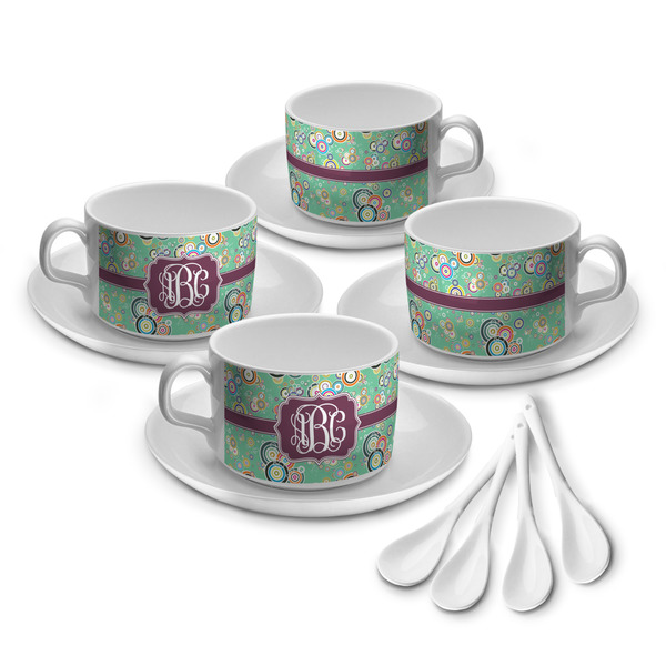 Custom Colored Circles Tea Cup - Set of 4 (Personalized)