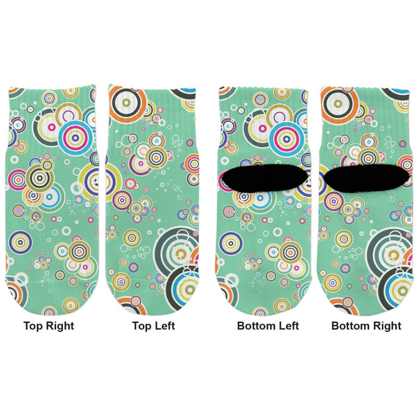 Colored Circles Toddler Ankle Socks - Double Pair - Front and Back - Apvl