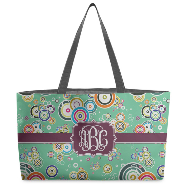 Custom Colored Circles Beach Totes Bag - w/ Black Handles (Personalized)