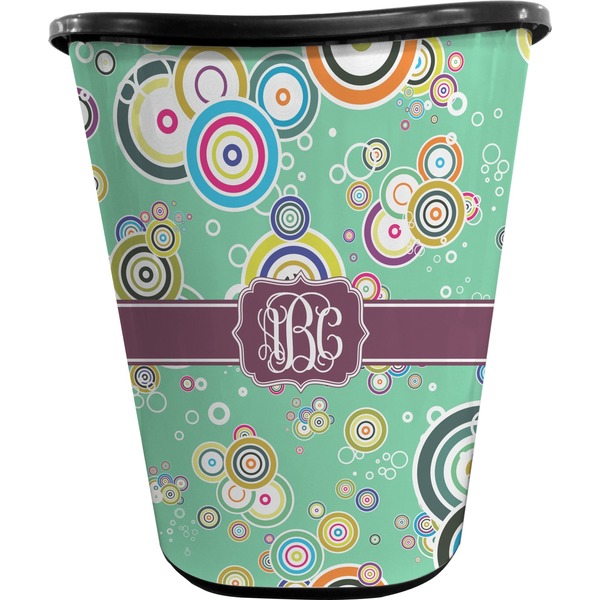 Custom Colored Circles Waste Basket - Single Sided (Black) (Personalized)