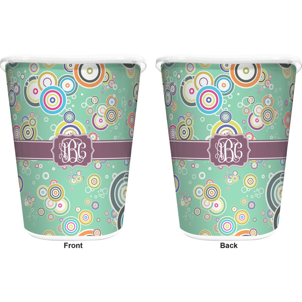 Colored Circles Trash Can White - Front and Back - Apvl
