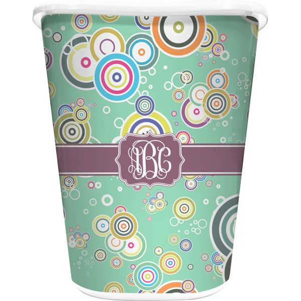 Custom Colored Circles Waste Basket - Single Sided (White) (Personalized)