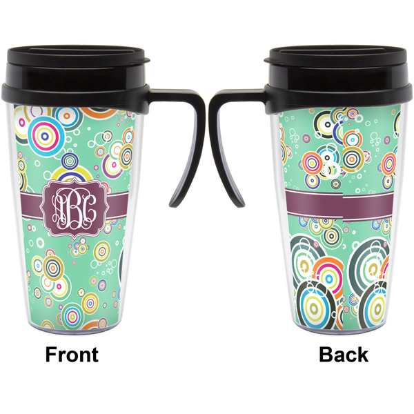Colored Circles Travel Mug with Black Handle - Approval