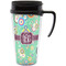 Colored Circles Travel Mug with Black Handle - Front