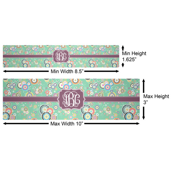 Colored Circles Water Bottle Labels w/ Dimensions