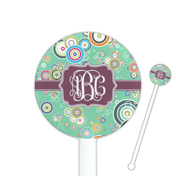 Custom Colored Circles 5.5" Round Plastic Stir Sticks - White - Single Sided (Personalized)