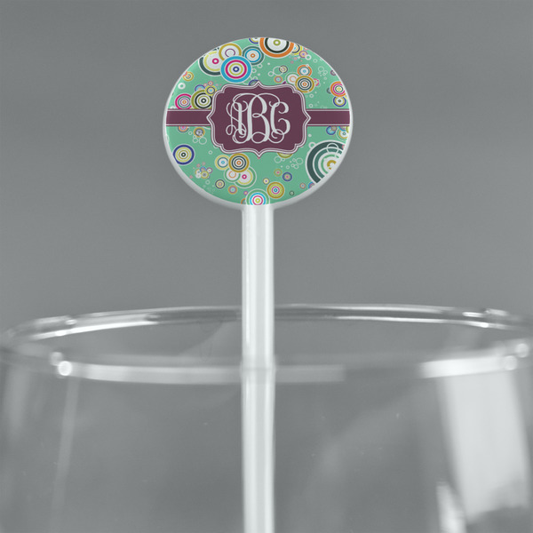 Colored Circles White Plastic 5.5" Stir Stick - Round - Main