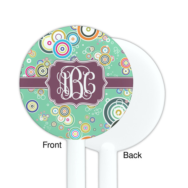 Colored Circles White Plastic 5.5" Stir Stick - Single Sided - Round - Front & Back