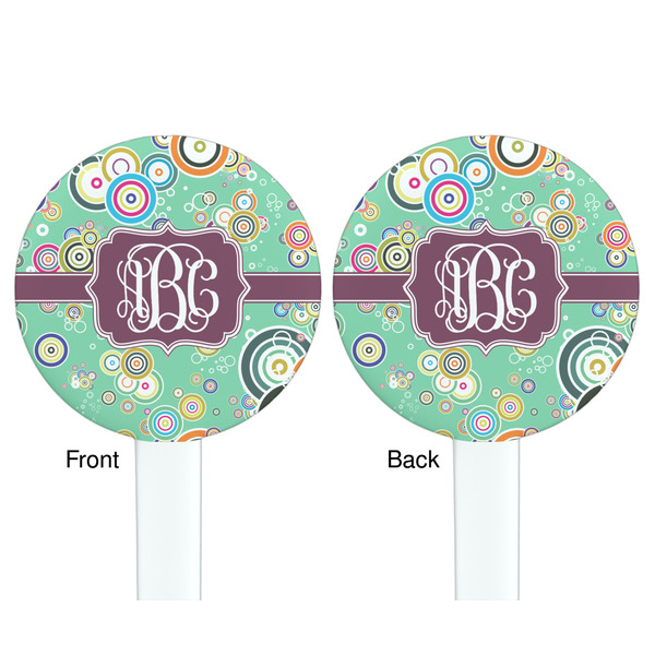 Colored Circles White Plastic 7" Stir Stick - Double Sided - Round - Front & Back
