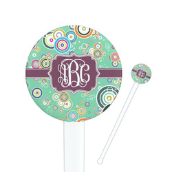 Colored Circles 7" Round Plastic Stir Sticks - White - Single Sided (Personalized)