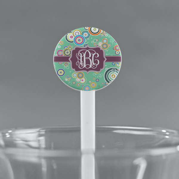 Colored Circles White Plastic 7" Stir Stick - Round - Main