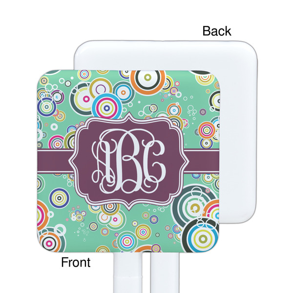 Colored Circles White Plastic Stir Stick - Single Sided - Square - Approval