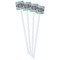 Colored Circles White Plastic Stir Stick - Single Sided - Square - Front