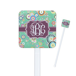 Colored Circles Square Plastic Stir Sticks - Double Sided (Personalized)