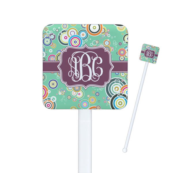 Custom Colored Circles Square Plastic Stir Sticks (Personalized)