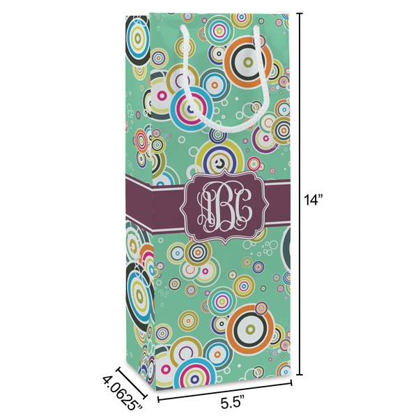 Colored Circles Wine Gift Bag - Dimensions