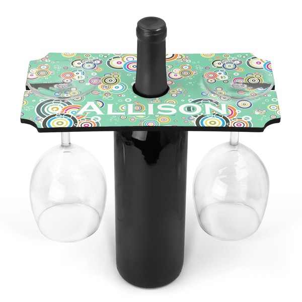 Custom Colored Circles Wine Bottle & Glass Holder (Personalized)