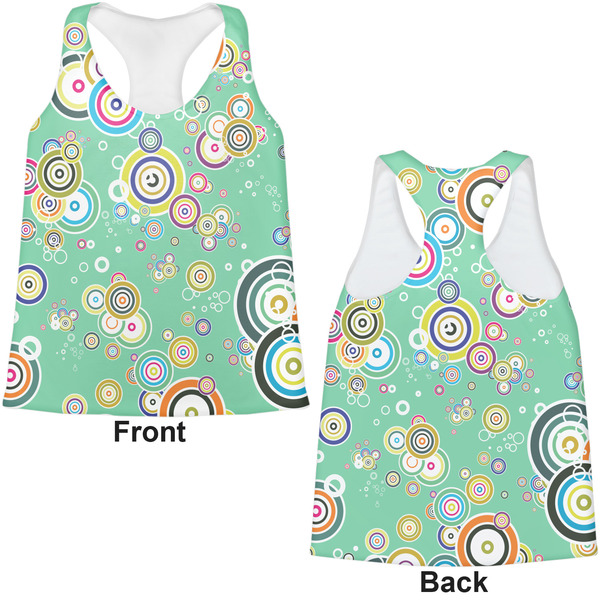 Colored Circles Womens Racerback Tank Tops - Medium - Front and Back