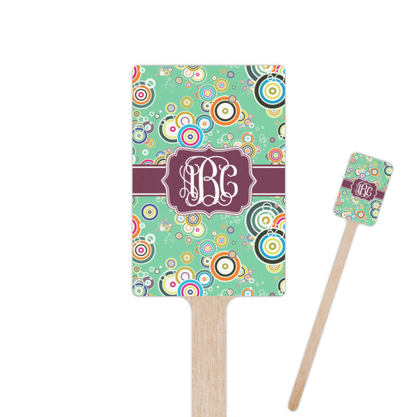Custom Colored Circles 6.25" Rectangle Wooden Stir Sticks - Single Sided (Personalized)