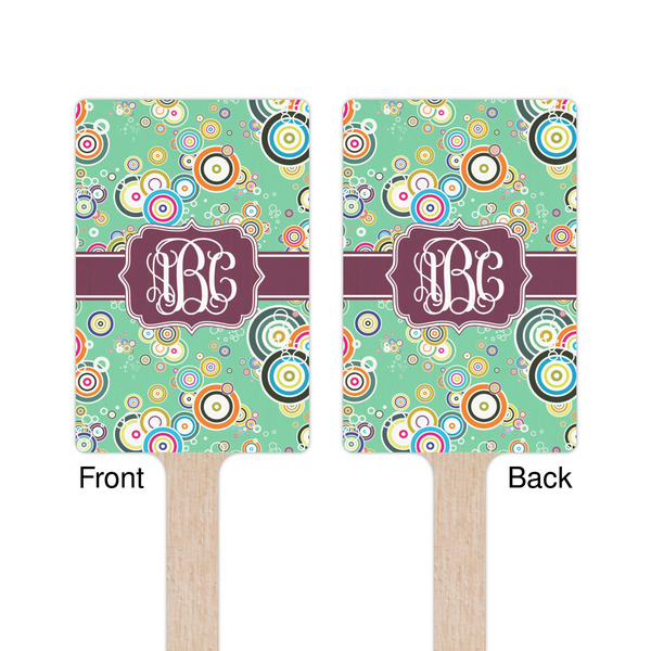 Colored Circles Wooden 6.25" Stir Stick - Rectangular - Double Sided - Front & Back