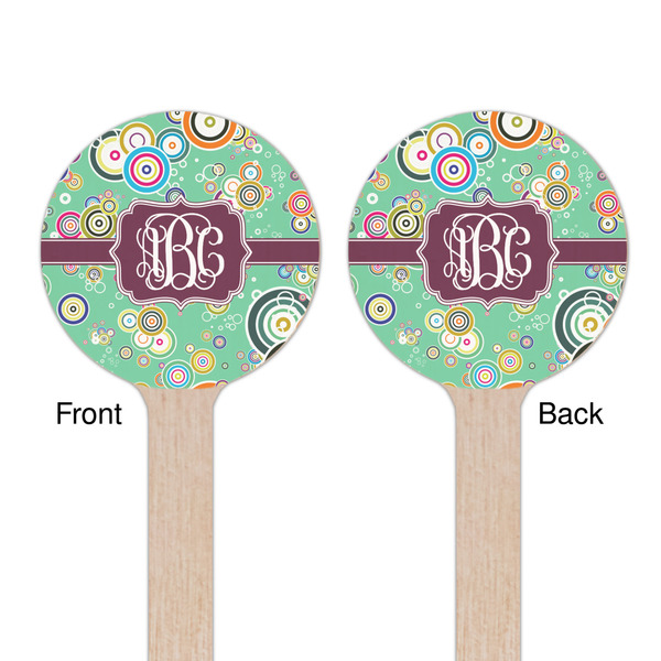Colored Circles Wooden 6" Stir Stick - Round - Double Sided - Front & Back